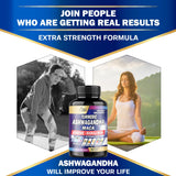 Ashwagandha Supplements 14700mg - Memory, Immune System & Strength Support - 7in1 Concentrated with Turmeric, Maca Root, Berberine & More - 90 Vegan Capsules for 3-Month Supply