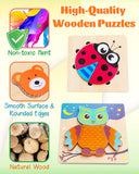 Bekayshad Wooden Puzzles Toddler Toys Gifts for 1 2 3 Year Old Boys Girls, 8 Pack Animal Jigsaw Puzzles Montessori Toys, Learning Educational Christmas Birthday Gifts for Girls Boys Ages 1-3