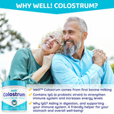 well! Colostrum Supplement for Gut Health, Hair Growth,Beauty & Immune Support - Easy to Mix Grass-Fed Bovine Colostrum Powder - Antioxidants - High IgG Plus ImmunoLin, Unflavored, 60 Servings