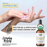 Organic Cuticle & Nail Oil - Repair, Revitalize & Hydrate Cuticles and Nails - Organic Spa Treatment - For Stronger Healthier Nails and Cuticles - 2 Fl Oz Glass Bottle with Glass Dropper