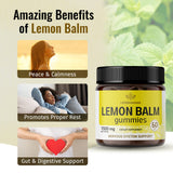 HERBAMAMA Lemon Balm Gummies - Lemon Balm Supplements for Mood and Brain Support - Calming Gummies with Calm and Relaxing Formula - Lemon Balm Herb Melissa Officinalis - 60 Vegan Gummies