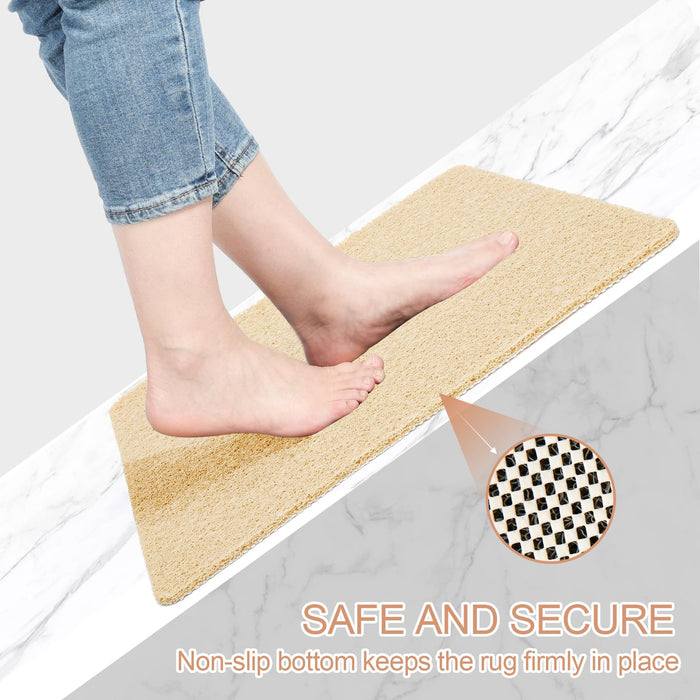 joyhalo Shower Mats for Showers Anti Slip for Elderly, 24'' x 24'' Non Slip Bath Mat for Inside Shower, Bath Tub Mats for Bathroom Non Slip for Shower, PVC Loofah Bathroom Mats, Beige