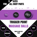 Fitballz Massage Ball Set for Myofascial Trigger Point Release & Deep Tissue Massage, Kit of 6-3 Sizes Foam Massage Balls, 2 Spiky Balls Firm/Soft, Peanut Ball