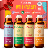 UpNature Wellness Essential Oil Roll On Gift Set - Relaxation Gifts for Women/Men - Headache Relief, Germ Fighter, Mood Booster & Better Sleep - Therapeutic Grade - Great Stocking Stuffer