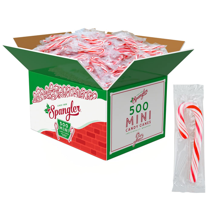 Spangler Red and White Mini Candy Canes - Bulk Individually Wrapped Peppermint Sticks, Small Holiday Treats, Classic Christmas Candy Bulk Pack - 500 Count Box