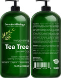 New York Biology Tea Tree Shampoo and Conditioner Set - Deep Cleanser - Relief for Dandruff and Dry Itchy Scalp - Therapeutic Grade - Helps Promote Hair Growth - 16.9 Fl Oz