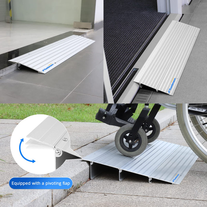 Ruedamann Threshold Ramp,3" Rise Modular Aluminum Entry Ramp,800 LBS Capacity,34" Wide Door Ramp for Wheelchairs, Scooters,Power Chairs,Non-Slip Mobility Wheelchair Ramp for Home Doorways