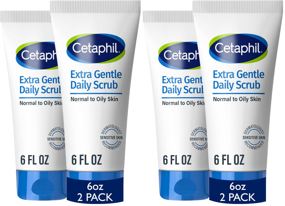 Cetaphil Exfoliating Face Wash,Extra Gentle Daily Face Scrub,Gently Exfoliates & Cleanses,For All Skin Types,Non-Irritating & Hypoallergenic,Suitable For Sensitive Skin,6 Fl Oz,(Pack of 4)