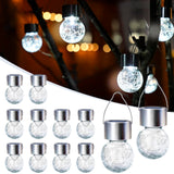 GIGALUMI 12 Pack Solar Outdoor Lights, Solar Hanging Lights for Christmas Decoration-Cracked Glass Solar Lights Outdoor Waterproof for Garden, Yard, Fence, Tree(Cold White)