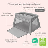 NEWTON BABY Travel Crib and Play Yard - 2023 Model | 100% Breathable & Washable Portable Playpen | Largest-in-Class with Travel Bag & Sheet + Optional Bassinet