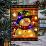 Lighted Christmas Garden Flag for Outside, Led Snowman Garden Flag, Winter Yard Flag 12x18 Double Sided for Outdoor Yard Porch Lawn Decoration