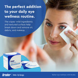 Bruder Hygienic Eyelid Cleansing Wipes | Rinse-Free Exfoliating Wipes Remove Excess Oil and Debris from Eyelids & Lashes | Remove Make Up & Oil l Eye Care l Eye Cleanse l Non-Allergenic l 30 Count Box