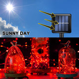 TW SHINE Red Solar String Lights Outdoor, Total 80 FT 240 LED Solar Powered Waterproof Fairy Lights 8 Modes Copper Wire Lights for Christmas Party Tree Wedding Yard Decorations, 2 Pack