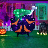 Halloween Decorations Outside Witches Cauldron - HOYECHI Outdoor Halloween Decor Lighted Cauldron 2.5FT, Light Up 3D Witch Cauldron with 60 LED Lights, for Front Yard Porch Gardens Lawns Party