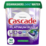 Cascade Platinum Plus ActionPacs Dishwasher Detergent Pods, Mountain, 52 Count