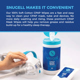 CPAP Mask Wipes by Snugell (330 Count) - Unscented - 100% Soft Cotton - Lint & Alcohol Free - Skin Safe with Aloe Vera - Easy Opening Canister - For Cleaning CPAP Mask, Tube and Devices