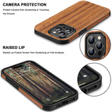 TENDLIN Compatible with iPhone 15 Pro Max Case Wood Grain Outside Design TPU Hybrid Case (Red Sandalwood)