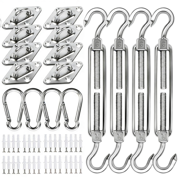 YOFIT 80 Pcs Shade Sail Hardware Kit 6 inch for Triangle Rectangle Sun Shade Sail Installation, 304 Grade Stainless for Garden Outdoors