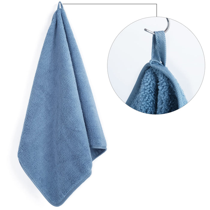 POLYTE Quick Dry Lint Free Microfibre Hand Towel, 40 x 76 cm, Set of 4 (Blue)