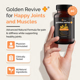 UPWELLNESS Golden Revive + Joint Support Supplement with Quercetin and Magnesium - Turmeric Supplement - 6 Active Ingredients for Joint and Muscle Care - 60 Capsules (Pack of 1)