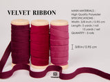 Vitalizart Red Velvet Ribbon Set 3/8" x 15 Yd Burgundy Fabric Trim 3 Rolls * 5 Yd for Christmas Wreath Decoration Handmade Craft Ornaments Gift Wrapping & Bow Making