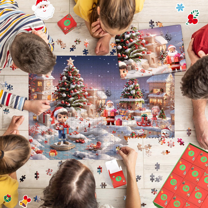 2024 Christmas Advent Calendar Puzzle 1008 Piece Christmas Countdown Calendar Jigsaw Puzzle, Holiday Santa Puzzle for Adults Kids, Gift for Boys and Girls (Lake)