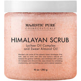 Majestic Pure Himalayan Salt Body Scrub with Lychee Oil, Exfoliating Salt Scrub to Exfoliate & Moisturize Skin, Deep Cleansing - 10 oz (Pack of 2)