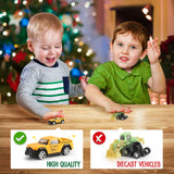 Advent Calendar: Alloy Construction Engineering Vehicle Toy Sets Plus 2 Mats, Christmas Gifts Toys for 3-8 Year Old Boy, Stocking Stuffer Christmas Countdown for Boys| Toddler| Kids (yellow)