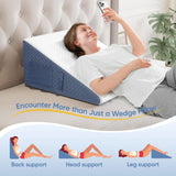 Welzona Wedge Pillow with Extra Replaceable Covers, 2024 New 12'' Bed Wedge Pillow for Sleeping and Snoring, Acid Reflux, Heartburn, GERD, Top Memory Foam Pillow Wedge for Improved Post-Surgery Sleep