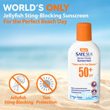 Safe Sea Jellyfish Sting-Blocking Sunscreen, SPF 50+ Lotion 4oz, Waterproof, Biodegradable, Coral Reef-Safe – Body and Face Sunscreen, Anti-Jellyfish and Sea-Lice sting protection. 4 Fl Oz (Pack of 2)