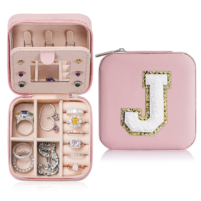 Parima Valentines Day Gifts for Girls - Travel Jewelry Case for Girls Jewelry Box | Gifts for Friends Women Unique Christmas Gifts for Women | Friends Gifts Personalized Gifts - Letter J, Pink