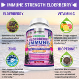 FRESH HEALTHCARE Elderberry Capsules - High Potency Black Elderberry with Zinc and Vitamin C - Premium Elderberry Vitamins for Adults - 3 in 1 Immune Support Supplement