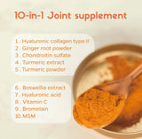 Chondroitin Boswellia MSM Turmeric Hydrolyzed Collagen - Joint Support Supplement, helps with joint mobility & flexibility, function & comfort, cartilage repair, supports smooth movement (60Ct/30Day)