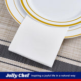 JOLLY CHEF 600 Pack Disposable Paper Napkins, Soft Bathroom Napkins for Guests, 2-Ply White Paper Hand Towels for Halloween, Wedding, Thanksgiving