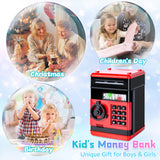 Refasy Children Toy for 5-7 Year Old Girls,Piggy Banks Toy for 8-16 Year Old Girls Boys Birthday Toy Gifts ,Coin ATM Electronic Piggy Banks Great Christmas Ideas for Kids Red