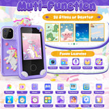 Kids Smart Phone Toys for Girls,Unicorn Gift Toys for Girls Ages 3-9 Christmas Birthday Gifts Mini Smart Phone Toys with 2.8" Touchscreen 16 Learning Games Dual Camera Music Player, 8G SD Card Purple