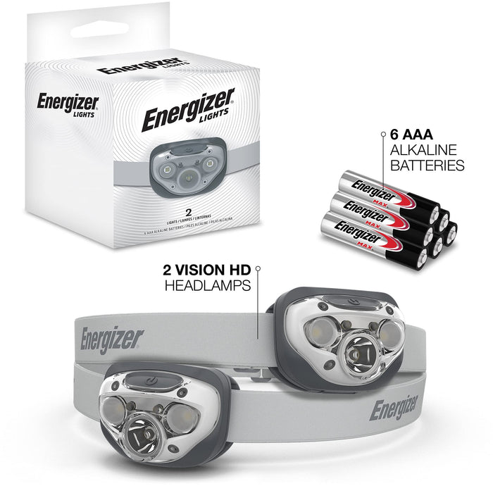 Energizer LED Headlamp PRO (2-Pack), IPX4 Water Resistant Headlamps, High-Performance Head Light for Outdoors, Camping, Running, Storm, Survival LED Light for Emergencies (Batteries Included)