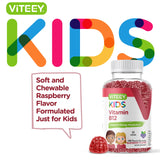 Vitamin B12 for Kids Gummies, 1000mcg - Metabolism, Natural Energy Support - Vegan, Gelatin Free, Gluten Free, GMO Free - Tasty Chewable B12 Raspberry Flavored Gummy