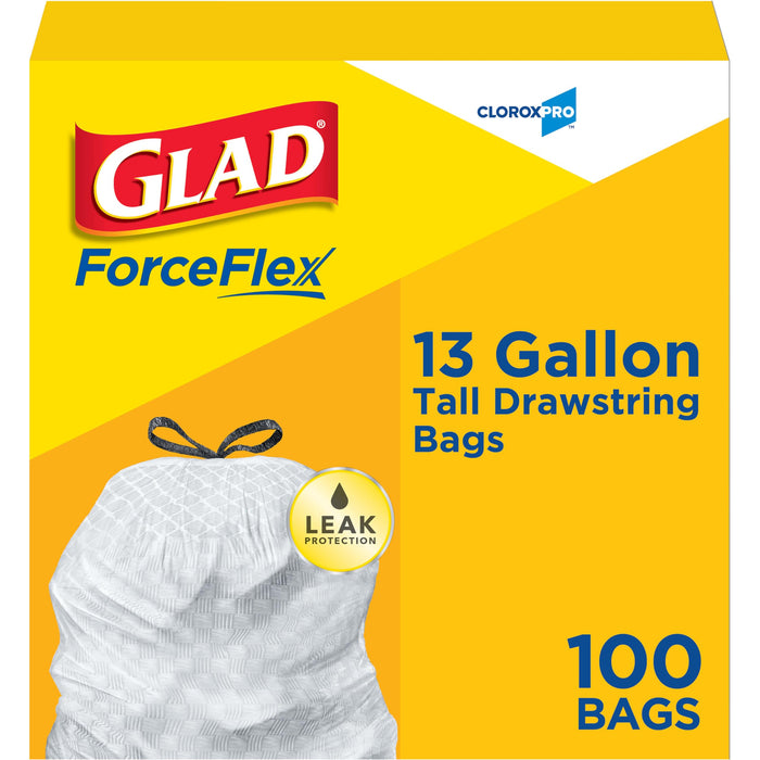 Glad Tall Kitchen Drawstring Trash Bags, 13 Gallon, White, Unscented,100 Count (Package May Vary)