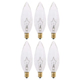 KOR (Pack of 6) Clear European Base (E14) Torpedo Tip 120V Chandelier Bulbs - Straight Tip (25)