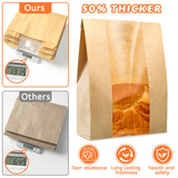 50 Pcs Bread Bags for Homemade Bread, Sourdough Paper Bread Bags with Window, 50% Thicker 13.7x8.2x3.7in A Large Bakery Bags Used for Storage Bread Cookies & Snacks, 60 Cute Sealing Stickers with Ties