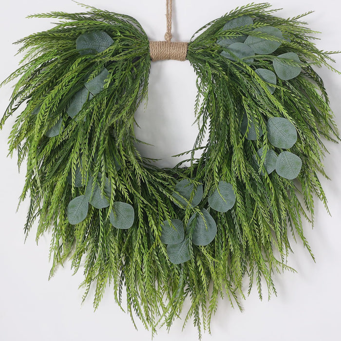 22" Artificial Eucalyptus & Saw Grass Wreath for Front Door Decor