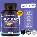 DEFEND EARTH 15 Day Gut Cleanse, Miracle Poo Colon Cleanse Capsules for Detox & Digestive Health Support with Psyllium Husk, Senna, & Cascara Sagrada, Non-GMO, 30 Capsules