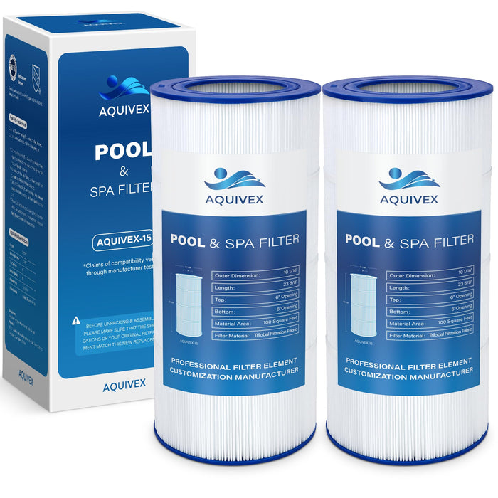 AQUIVEX CCRP100 Pool Filter Cartridge, Compatible with Pentair Clean & Clear 100, 160316, EC-160316, Pentair Clean and Clear RP 100, 160354, EC-160354, R173215, Pleatco PAP100, Unicel C-9410, 2 Pack