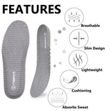 riemot 3 Pairs Shoe Insoles for Women Breathable Honeycomb Water Shoes Inserts with Arch Support Cushioning Shock Absorbing Insole Replacement Insoles for Work Shoes Grey EU 41 /US 10