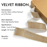 Khaki Velvet Ribbon 1'' 25 Yards for Christmas Tree, Gift Wrapping, Flower Bouquet, Wreath Decorations, Bow Making