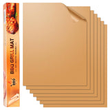 SKYBD Copper Grill Mats for Outdoor Grill（Set of 6), Nonstick & Easy to Clean BBQ Grilling Sheets, Reusable & Heavy Duty Mats Works on Outdoor Gas, Electric, Charcoal Grill