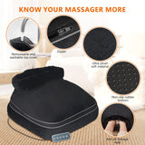 Neuksso Shiatsu Foot Massager Machine, 2-in-1 Foot and Back Massager with Heat, Kneading Foot Massager with 3 Adjustable Heating Levels, 15/20/30 Mins Auto Shut-off Foot Warmer for Home/Office (Black)