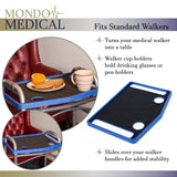 Mondo Medical Walker Tray for Folding Walker with Cup Holder - 16 x 21in No Slip Tray for Walker Accessories for Seniors