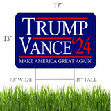 Trump JD Vance 2024 Yard Sign With H Stake Double Sided For President Donald Trump Republican Conservative Blue